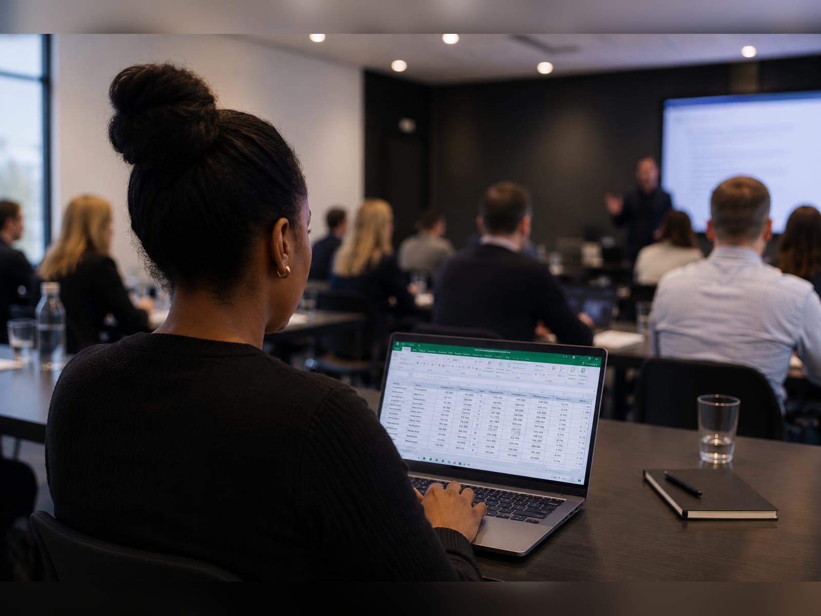Cursist werkt aan een eigen businesscase tijdens een training