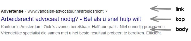 Google advertenties opmaak