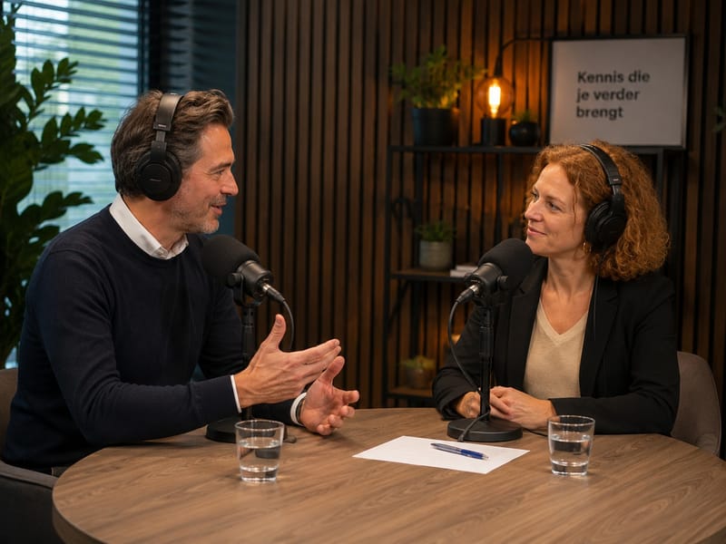 Trainer Han Sinke in gesprek tijdens de podcastopname over digitale toegankelijkheid